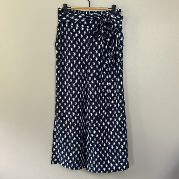 Boden Caithness Wide‎ Leg Loose Flowy Paisley Pants US Size 6R Navy White - Picture 4 of 11